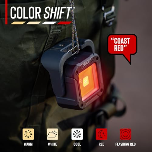 Coast QB2R 2000 Lumens Voice Control Rechargeable Utility Light, Six Light Modes, 75 Hour Run Time, Magnetic Base