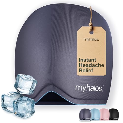 MyHalos Migraine & Headache Relief Cap, 30% More Gel, Hot & Cold Ice Wrap - color: Gray - Pack of 1