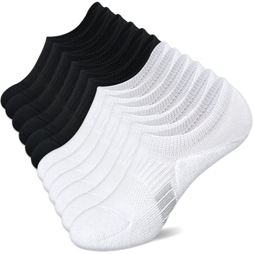 Amutost Womens No Show Socks Anti-Slip Cushioned Breathable 5-10Pairs - color: Black White, size: 5-8