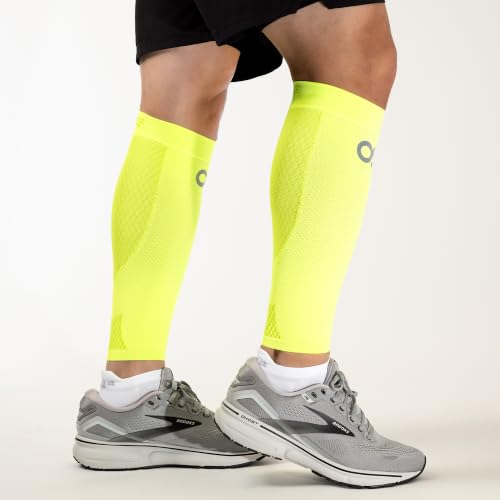 OS1st CS6 Compression Leg Sleeves (Two Sleeves) Relieve shin splints, Reduce Muscle Cramps, Improve Circulation and Enhance Recovery - color: Reflector Yellow, size: Medium