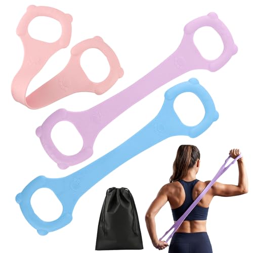 3 Pcs Figure 8 Fitness Resistance Band, Back Training Elastic Rope