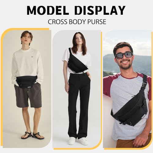 Fanny Packs for Men Women, Slim Crossbody Waist Bag, Anti-Theft Crossbody Belt Bag for Traveling Workout (Black-02, Small)
