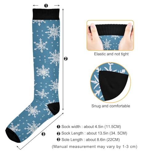 Snowflake Red Christmas Compression Sock for Women Men Funny Support Knee High Socks Running,Nurses,Travel - color: Christmas Snowflake Blue