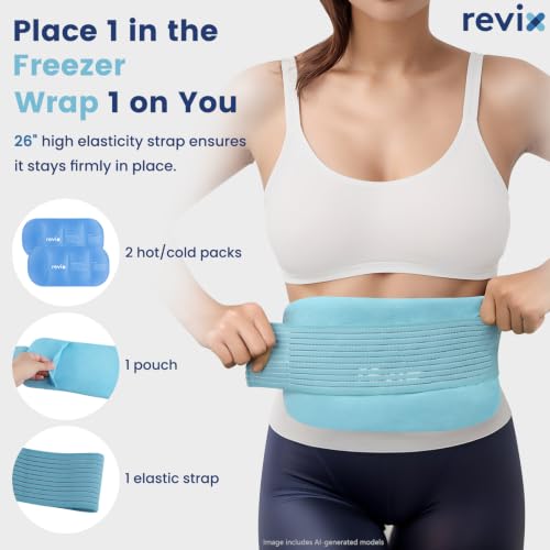 REVIX Large Cold Packs for Injuries, Hot & Cold Compress with 2 Gel Packs - color: Blue, size: Large 12 x 6 Inch