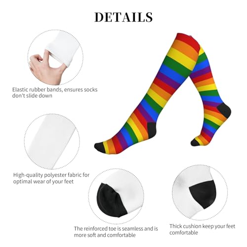 Compression Socks Knee High Support Stockings Women Men - color: Lgbt Flag Gay Pride Rainbow