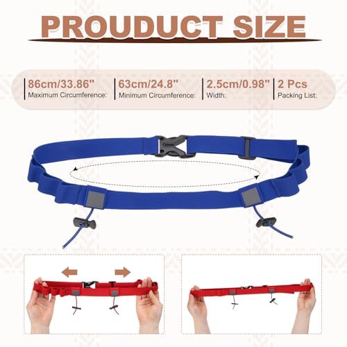 Bib Belt Race Belt Triathlon Running Number Holder 2Pcs Blue - color: Blue
