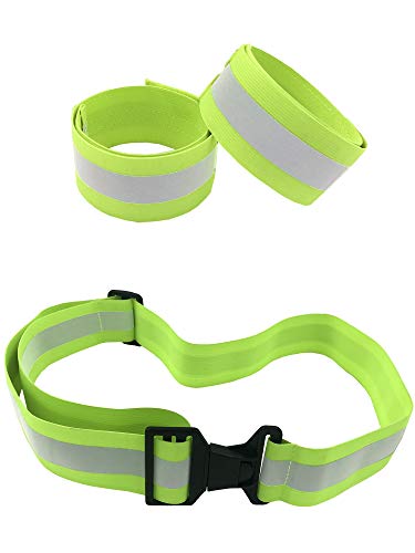 Reflective Belt for Running Army PT Belt Reflective Running Gear - color: Green Belt + 2 Bands