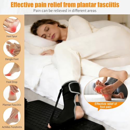2026 Upgraded Plantar Fasciitis Night Splint & Relief Brace with Massage Ball for Plantar Fasciitis Relief,Plantar Fasciitis Brace for Women Men with Arch Support for Achilles,Thin & Breathable Drop Foot Brace for Men Women, Fits Left or Right Foot, S/L (