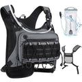 BECOJADDE Running Vest for Men with 2L Water Bladder Tactical Hydration Backpack Adjustable Lightweight Chest Pack for Marathon Hunting Cycling - color: Gray