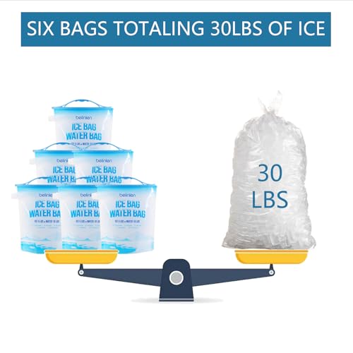 6 Pack Reusable Ice Bags for Cooler 5lb / 10lb Cooler Ice Cube Bag - size: 5lb/6Pack
