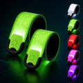 Rechargeable LED Armbands 2-8 Packs, High Visibility Running Gear - color: White x 2