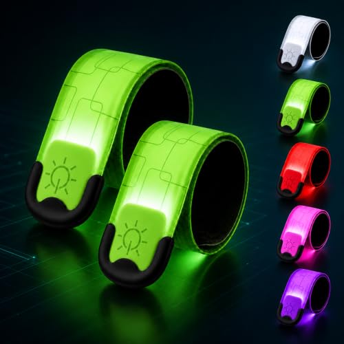 Rechargeable LED Armbands 2-8 Packs, High Visibility Running Gear - color: White x 2