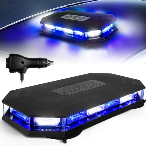 ASPL 16.5 Inch Roof Top Beacon Warning Strobe Light for Trucks Blue White - color: Blue/White
