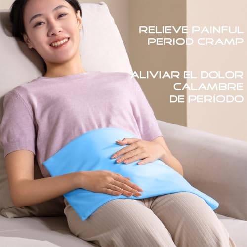 Boncare® Vinyl Small Heating Pad NO Auto Shut Off for Back Pain Relief and Cramps, High and Low Temperature Settings Hot Electric Heat Pad with Washable Cover Blue (12"x 15") - size: 12"x15"