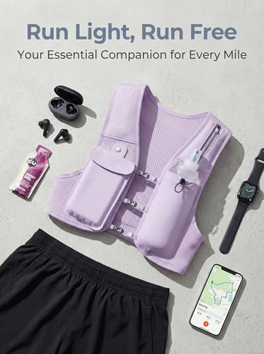 Zelvot Running Vest for Women Men, Touchscreen Phone Pocket - color: Purple, size: Medium-Large