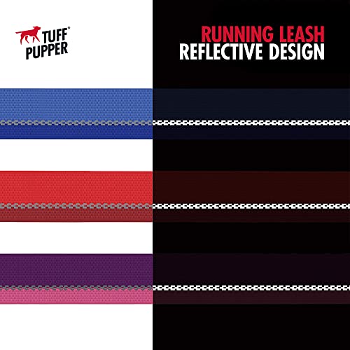 Tuff Pupper Hands Free Adjustable Length Dog Leash | Lightweight for Running Jogging Walking | Padded Waist Belt (24-50 inch) | Adjusts 3 to 6 Feet Length | Strong Ballistic Nylon w/Reflective Strips - color: Blazing Blue