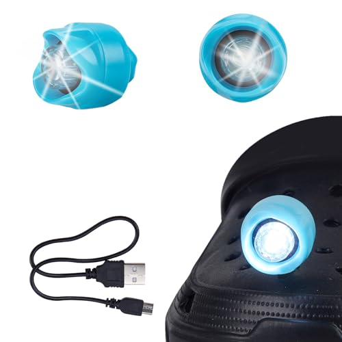 Rechargeable LED Clogs Shoes Light 2 Pcs,for Headlights for Croc 72 Hours in The Dark,for Dog Walking,Handy Camping,Night Running Gifts(Rechargeable Blue) - color: Rechargeable Blue