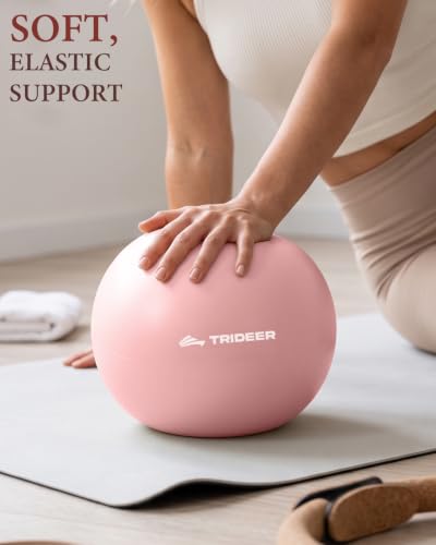 Trideer 9 Inch Pilates Ball with Inflation Straw, Small Exercise Yoga Ball - color: Blush Pink