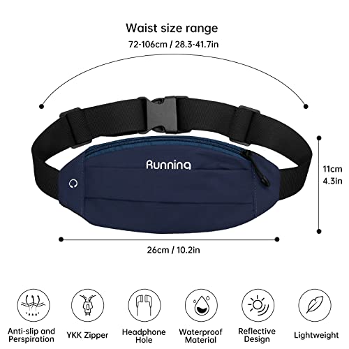 Long Keeper Running Reflective Belt Women Men Sport Walking Waist Pack Phone Holder Travelling Hiking Workout Gym Fanny Pack (Blue) - color: Blue