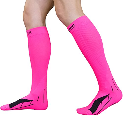 Meister Graduated 20-25mmHg Compression Socks for Shin Splints (Pair) - color: Pink, size: Small
