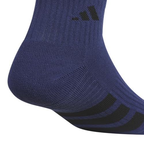 adidas Men's Cushioned Socks 3 Pairs - color: Dark Blue/White/Cool Light Heather/4.0/Quarter, size: Large, style: Quarter
