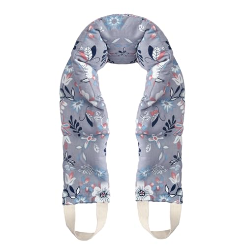UNCN Long Wide Heating Pad for Neck and Shoulders Back 33x5.9in Microwavable Large Moist Heat Pack Warm Hot Compress Neck Wrap Weighted Bag Massage Reusable Herbal Nature Calming Portable Cotton - color: Flower