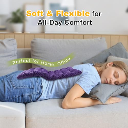 UNCN Microwave Weighted Moist Heating Pad Neck Back Cramps Large | 7x17 inch Large Cover | 2.2lbs Weighted Flax/Clay Beads | Even Heat Distribution | Soft Fleece | hot/Cold Reusable Therapy - color: Dark Purple
