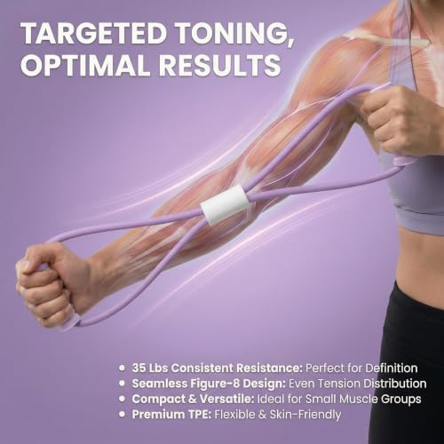 8-Tube Pedal Resistance Band with Handles, Heavy Resistance Bands Foot Pedal Puller Elastic Tension Rope for Abdomen Waist Arm Leg Core Strength Training, Portable Home Gym Equipment, Purple