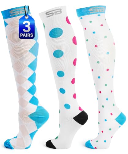 SB SOX 3-Pair Compression Socks (15-20mmHg) - color: 09 – Multi-color, size: S/M