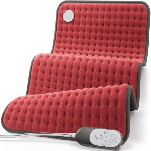 VALGELUIK Heating Pad for Back Pain Relief, 12"x24" Electric Heat Pad Gifts - color: Dusty Rose Red, size: 12 Inch x 24 Inch