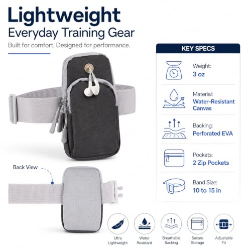 Fitness Armband with Headphone Opening, Gray
