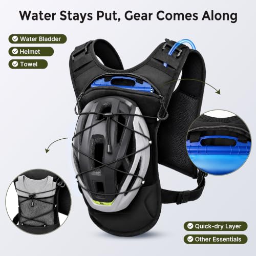 Running Vest Water Backpack with 2L Leak-Proof Bladder for Men & Women - color: Black