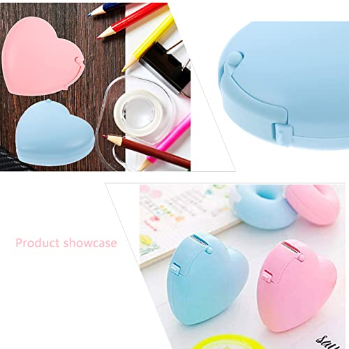 Candy Color Tape Dispenser, Cute Roll Heart-Shaped Tape Organizer Desk for Home Office or School Supply (2Pcs Heart)