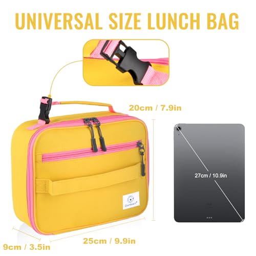 Genteen Kids Insulated Lunch Box for Boys Girls,Back to School,Office - color: C-1pk Yellow