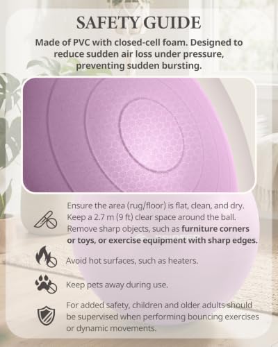 Trideer Yoga Ball for Exercise, Pregnancy, Exercise Ball, Pump Included - color: Bellflower Purple, size: L(23-26ines/58-65cm)