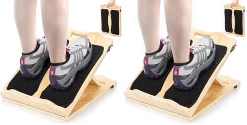 Yarlung Wooden Slant Board for Calf Stretching, Portable Squat Incline Board for Knees Ankle Leg Heel, Adjustable 5 Angles Calf Stretch Wedge for Exercise, Physical Therapy (Pack of 2) - size: 16"L x 12.5"W x 1.5"H (Pack of 2)