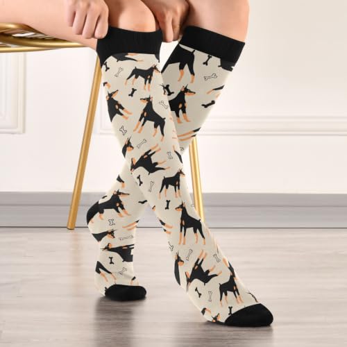 Compression Socks for Women & Men Knee High Socks - color: Doberman