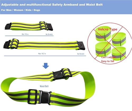 4-Pack Adjustable Reflective Armbands & Belts