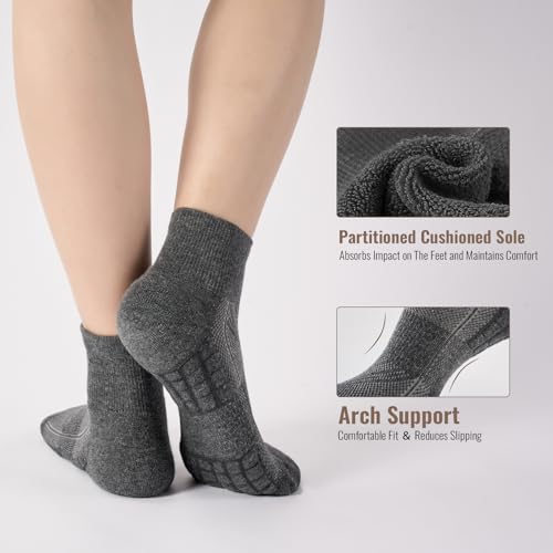 Ankle Socks Women White Black, 6/12 Pairs Running Quarter Socks - color: Dark Gray, size: 8-11
