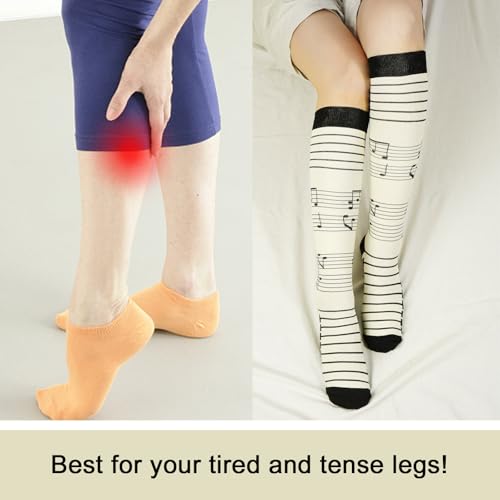 Junely Compression Socks for Women Knee High Funny Socks - color: Music