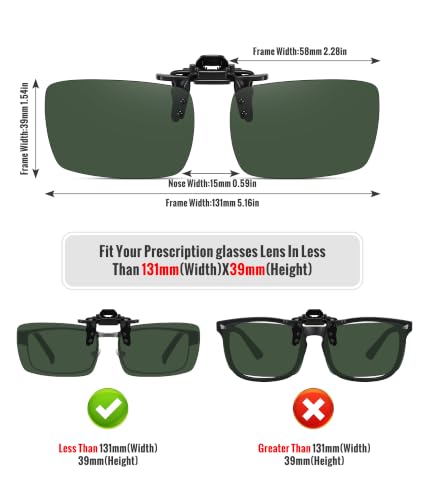 MEETSUN Polarized Clip On Sunglasses for Men Women, Fit Over Glasses - color: 1pack-dark Green