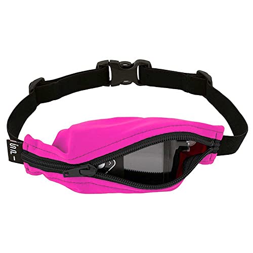 SPIbelt Kids Pocket Belt, Expandable Pocket, Adjustable Waist, No Bounce, No Logo Band, Fuchsia with Black Zipper - color: Fuchsia with Black Zipper