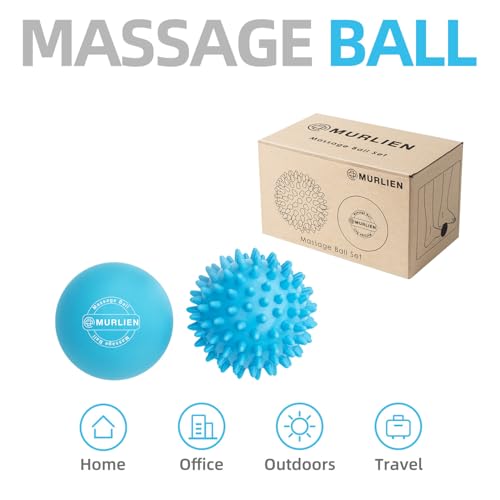 Massage Ball Set, Spiky Ball & Lacrosse Ball for Body Massage, Muscle Relief, Deep Tissue, Myofascial Release, Massager for Neck, Shoulder, Back, Foot or Muscle Tension (Blue) - color: Blue