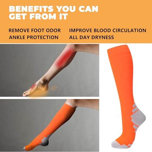 fenglaoda 3 Pairs Compression Socks for Women & Men Knee High Nurse Pregnant Cute Medical Running Travel Athletic - color: 00-3pairs-20, size: Small-Medium