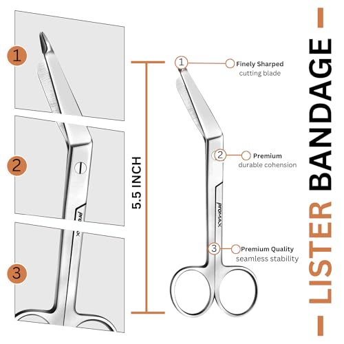 ProMaxCare Trauma Shears 5.5" – Professional EMS Scissors for Nurses, Paramedics & First Responders – Surgical Stainless Steel Bandage & Medical Shears with Safety Blunt Tip (Silver)
