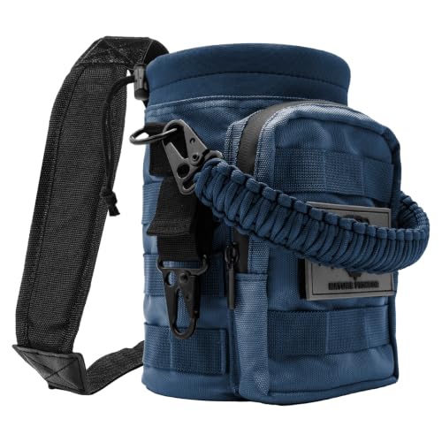 NATURE PIONEOR 32 64 128oz Tactical Water Bottle Pouch, MOLLE Bottle Holder - color: Deep Blue, size: 64OZ