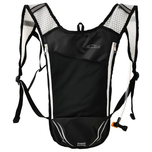2 Pack Hydration Pack with 2L Backpack Water Bladder - Great for Outdoor Sports of Running Hiking Camping Cycling Skiing - color: Black with Grey Zipper (1 Pack)