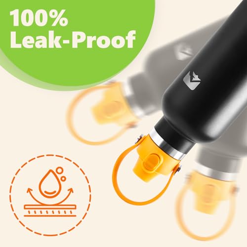 EIPOSAU Auto Flip Lid for Hydro Flask Standard Mouth Bottle, Spout lid for HydroFlask Narrow Mouth Bottle, Replacement Lid with Button Lock - color: Yellow
