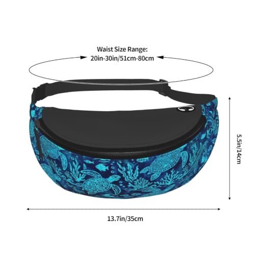 Dujiea Fanny Pack, Sea Turtles Waist Bag With Headphone Hole Belt Bag Adjustable Sling Pocket Fashion Hip Bum Bag For Women Men Kids Outdoors Casual Travelling Hiking Cycling - color: Sea Turtles