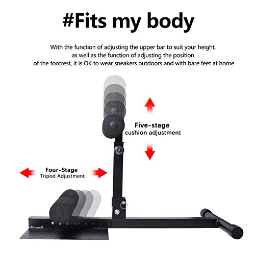 INNOLIFE Sissy Squat Machine Adjustable Height, Protective Foam Thick Steel Fitness Home Gym - color: Black & Red